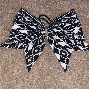 Black and white tribal cheer bow